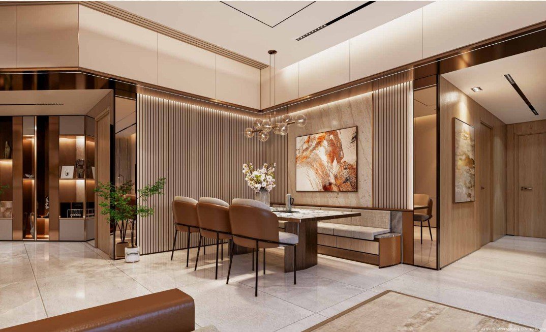 Elegant luxury dining area with modern interiors and premium finishes