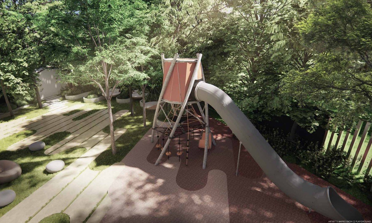 Luxury kids play area with modern residential tower in Bandra West