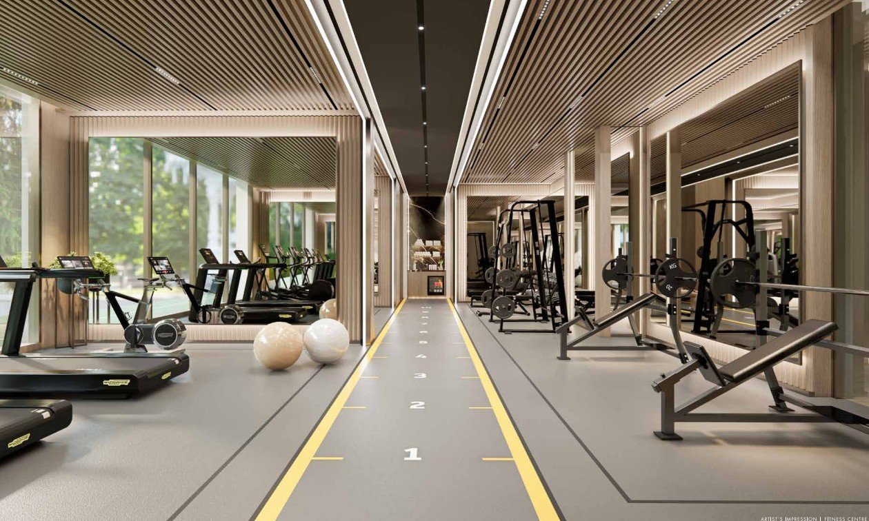 Luxury gym with premium fitness equipment in a high-end Bandra residence