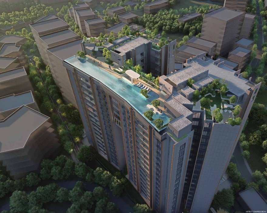 Luxury residential tower with rooftop terrace and swimming pool view in Bandra