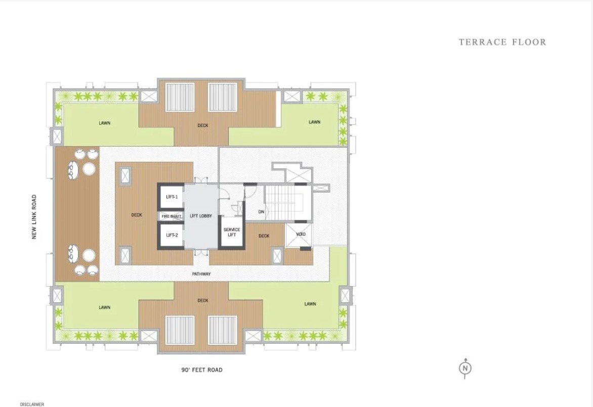 Luxury 3 & 4 BHK residence floor plan with rooftop amenities and spacious layouts.